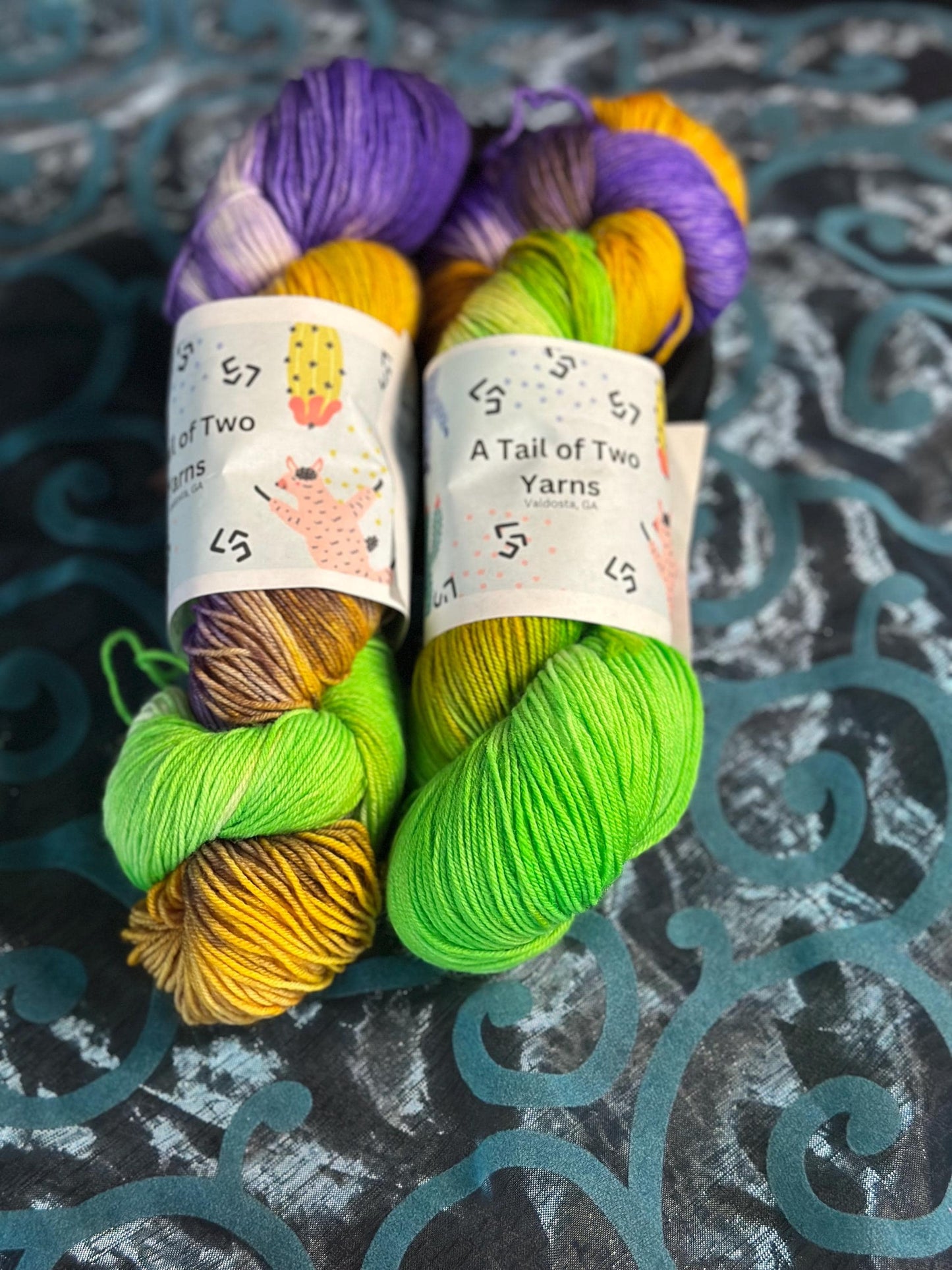 Mardi Gras dyed-yarn-merino wool-Hank- fingering weight- sock weight- DK weight- worsted weight- crochet yarn - knitting yarn
