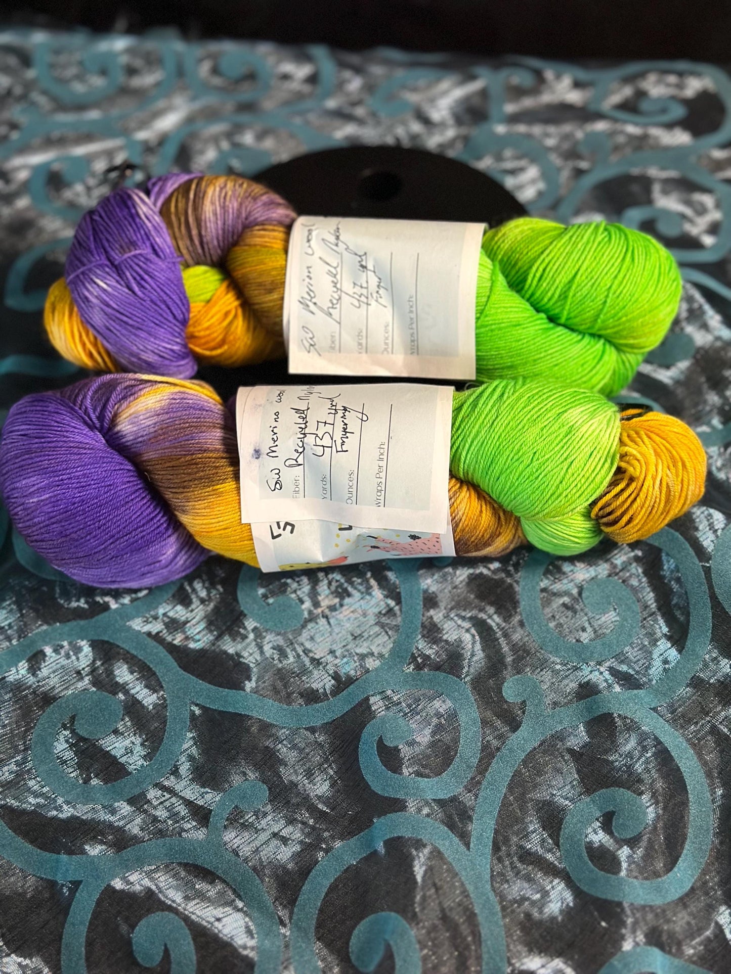 Mardi Gras dyed-yarn-merino wool-Hank- fingering weight- sock weight- DK weight- worsted weight- crochet yarn - knitting yarn