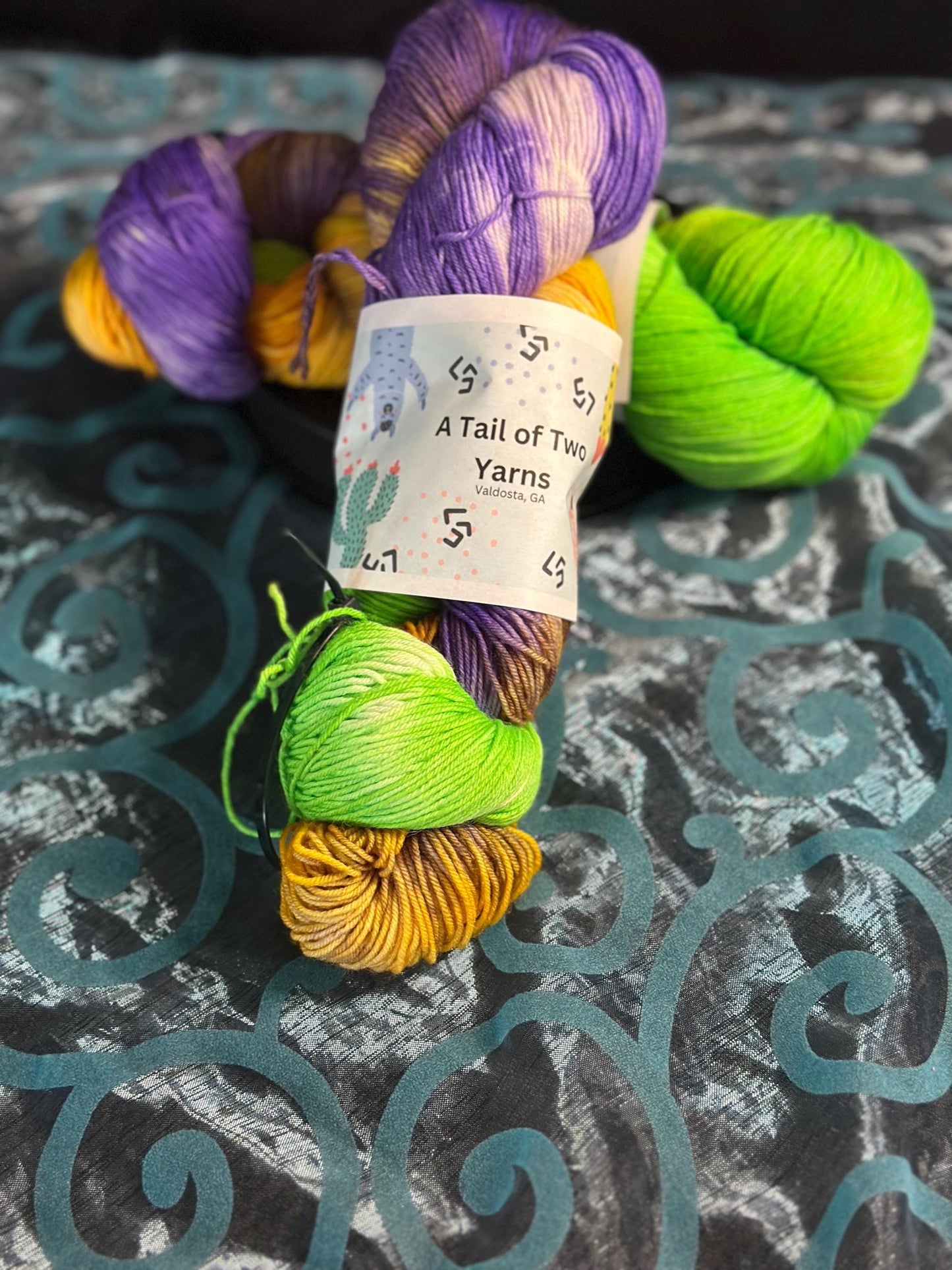 Mardi Gras dyed-yarn-merino wool-Hank- fingering weight- sock weight- DK weight- worsted weight- crochet yarn - knitting yarn