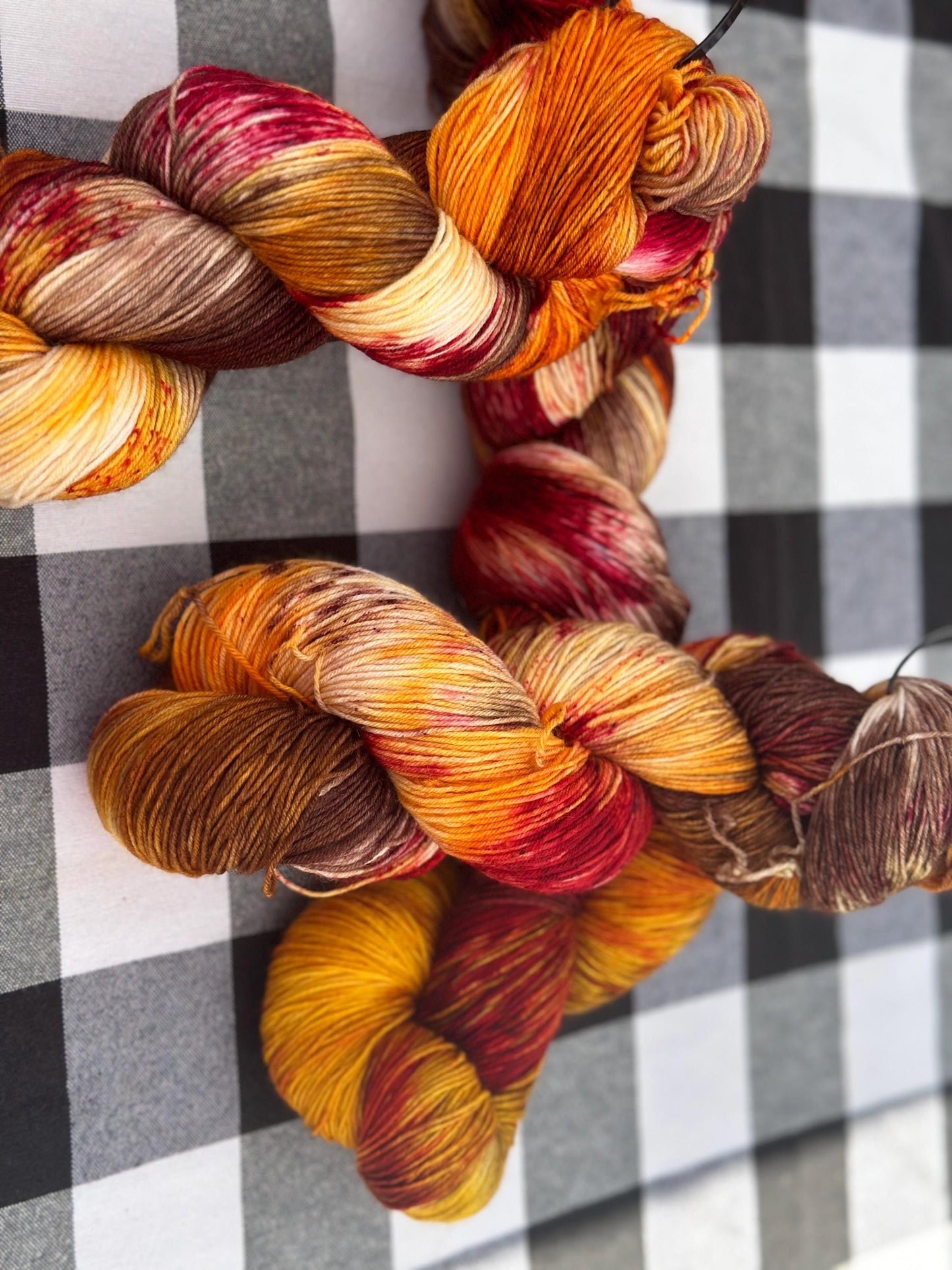 Happy Fall Y’all! dyed-yarn-merino wool-Hank- fingering weight-sock weight-DK Weight-Worsted weight- crochet yarn - knitting yarn
